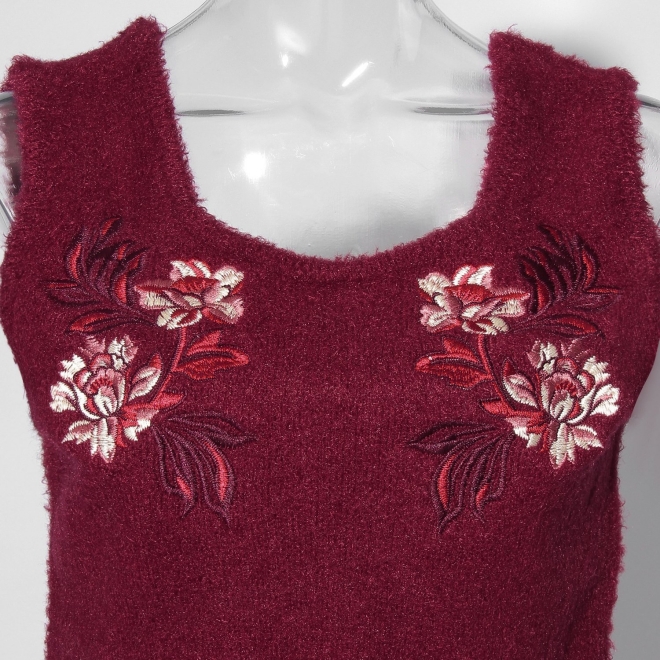 Flower embroidery Knit 詳細画像 レッド 8