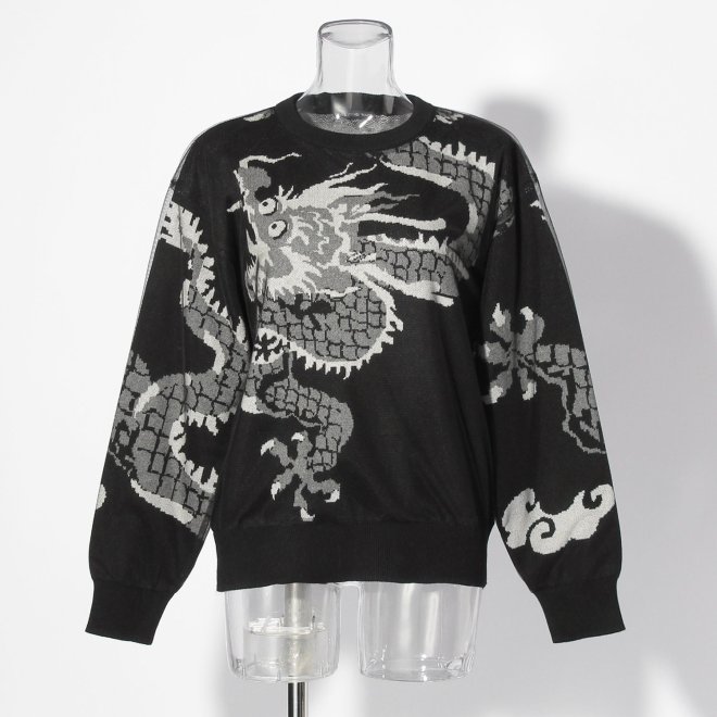 【COMING SOON】Dragon jacquard+Tulle knit 詳細画像 ブラック 1