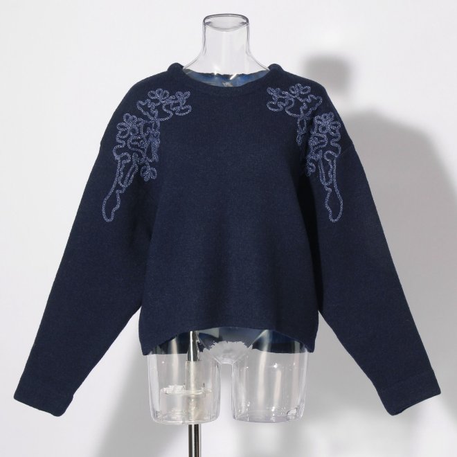 【COMING SOON】WL ウールブレンドダブルフェイス ニット 詳細画像 ネイビー 1