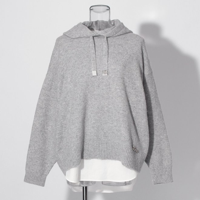 【COMING SOON】WLC インナーセットフードニット プルオーバー 詳細画像 ライトグレー 1