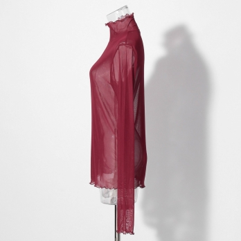 【まとう化粧品 HADA WEAR】TULLE HIGH NECK ブラウス 詳細画像