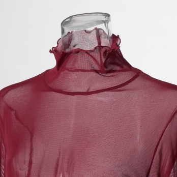 【まとう化粧品 HADA WEAR】TULLE HIGH NECK ブラウス 詳細画像