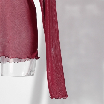 【まとう化粧品 HADA WEAR】TULLE HIGH NECK ブラウス 詳細画像