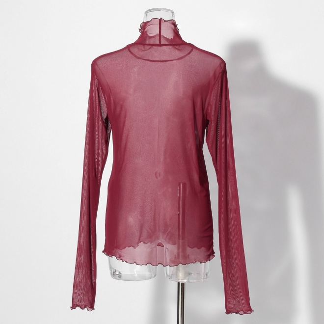 【まとう化粧品 HADA WEAR】TULLE HIGH NECK ブラウス 詳細画像 レッド 3