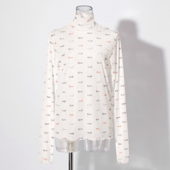 【まとう化粧品 HADA WEAR】TULLE HIGH NECK ブラウス 詳細画像