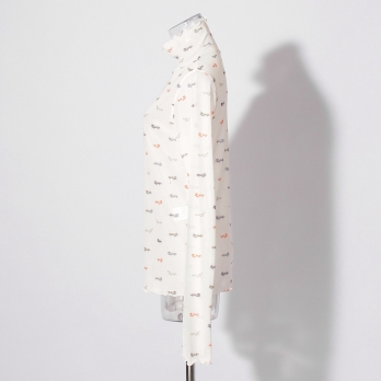 【まとう化粧品 HADA WEAR】TULLE HIGH NECK ブラウス 詳細画像