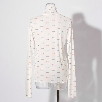 【まとう化粧品 HADA WEAR】TULLE HIGH NECK ブラウス 詳細画像