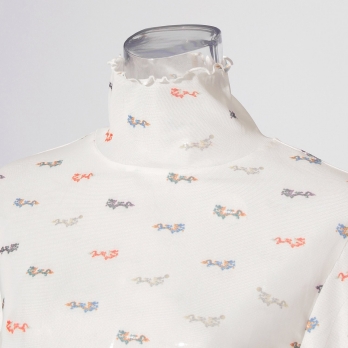 【まとう化粧品 HADA WEAR】TULLE HIGH NECK ブラウス 詳細画像