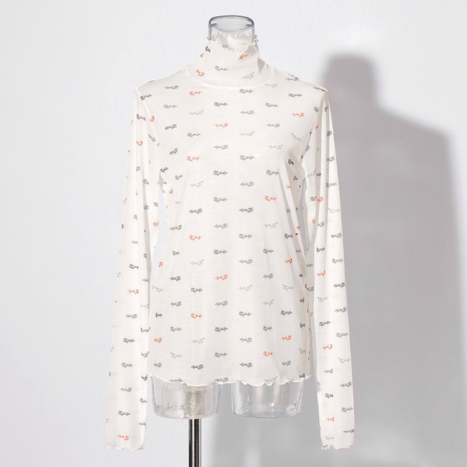 【まとう化粧品 HADA WEAR】TULLE HIGH NECK ブラウス 詳細画像 白系マルチ 2