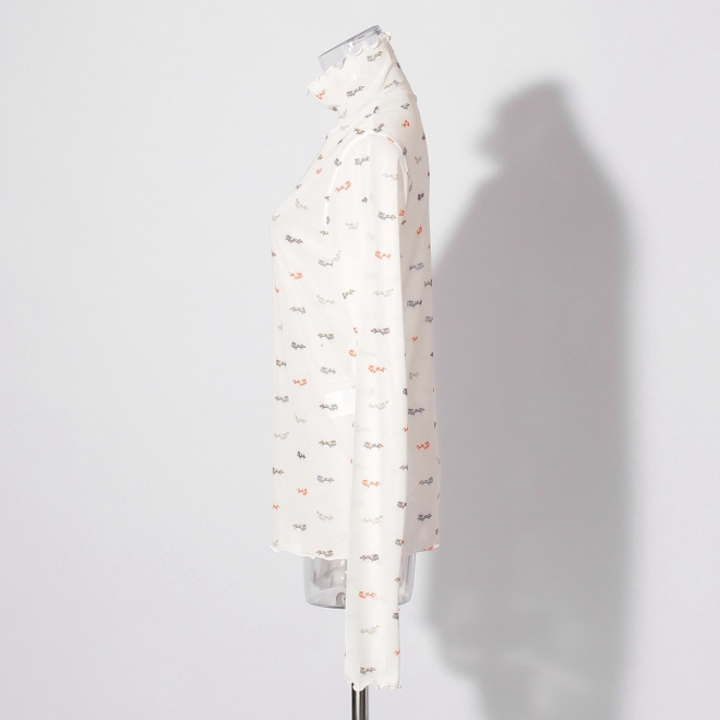 【まとう化粧品 HADA WEAR】TULLE HIGH NECK ブラウス 詳細画像 白系マルチ 3