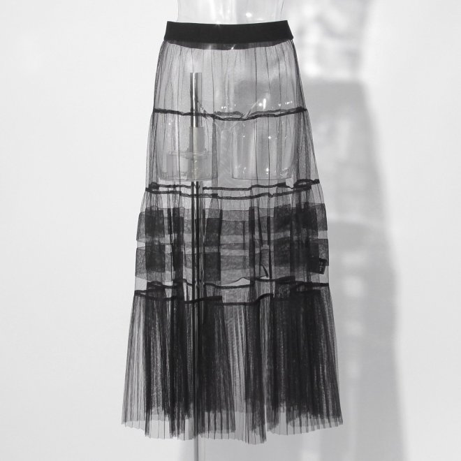 【COMING SOON】WLC チュール&times;サテンレイヤードスカート 詳細画像 ブラック 2