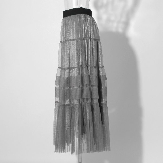 【COMING SOON】WLC チュール&times;サテンレイヤードスカート 詳細画像 ライトグレー 2