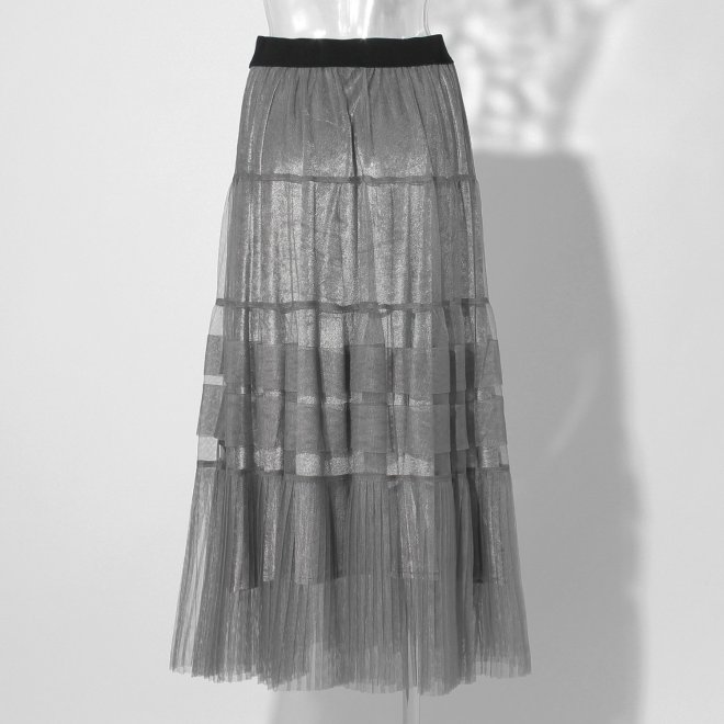 【COMING SOON】WLC チュール&times;サテンレイヤードスカート 詳細画像 ライトグレー 3