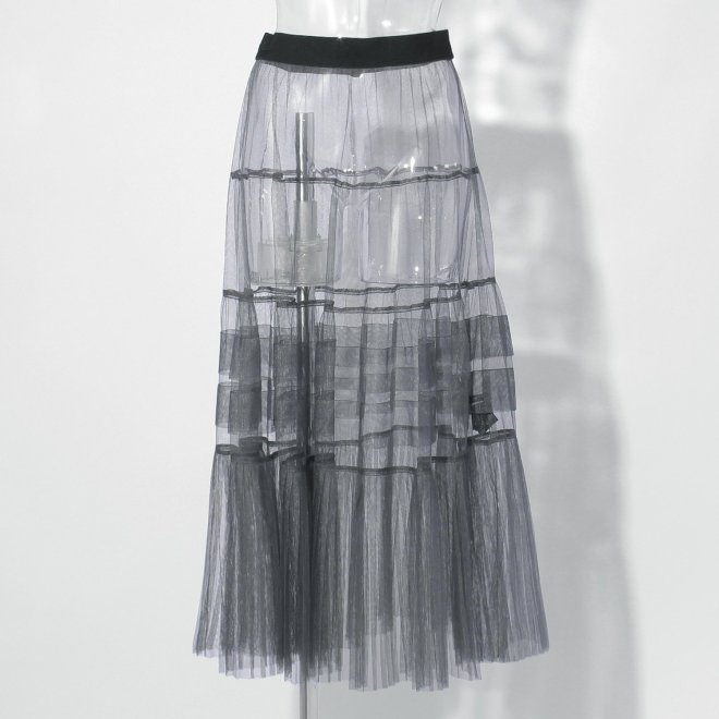 【COMING SOON】WLC チュール&times;サテンレイヤードスカート 詳細画像 グレー 2