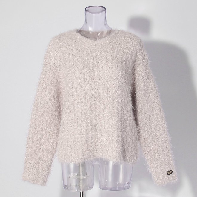 【COMING SOON】WLC ラメフラワーフェザーモールネップ プルオーバー 詳細画像 ライトグレー 1