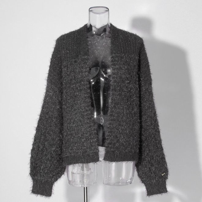 【COMING SOON】WLC ラメフラワーフェザーモールネップ カーディガン 詳細画像 グレー 1