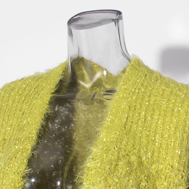 【COMING SOON】WLC ラメフラワーフェザーモールネップ カーディガン 詳細画像 イエロー 4