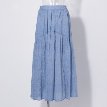 【COMING SOON】WL Vintage denim print ギャザーヨーク スカート