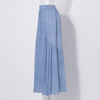 【COMING SOON】WL Vintage denim print ギャザーヨーク スカート 詳細画像