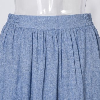 【COMING SOON】WL Vintage denim print ギャザーヨーク スカート 詳細画像
