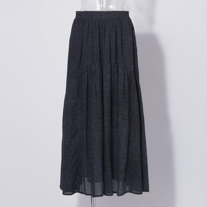 【COMING SOON】WL Vintage denim print ギャザーヨーク スカート 詳細画像 ブラック 1