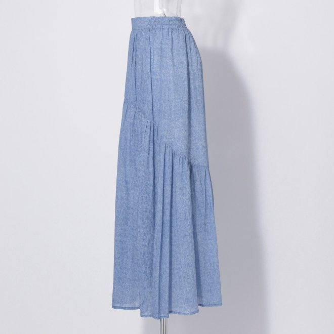【COMING SOON】WL Vintage denim print ギャザーヨーク スカート 詳細画像 ライトブルー 2