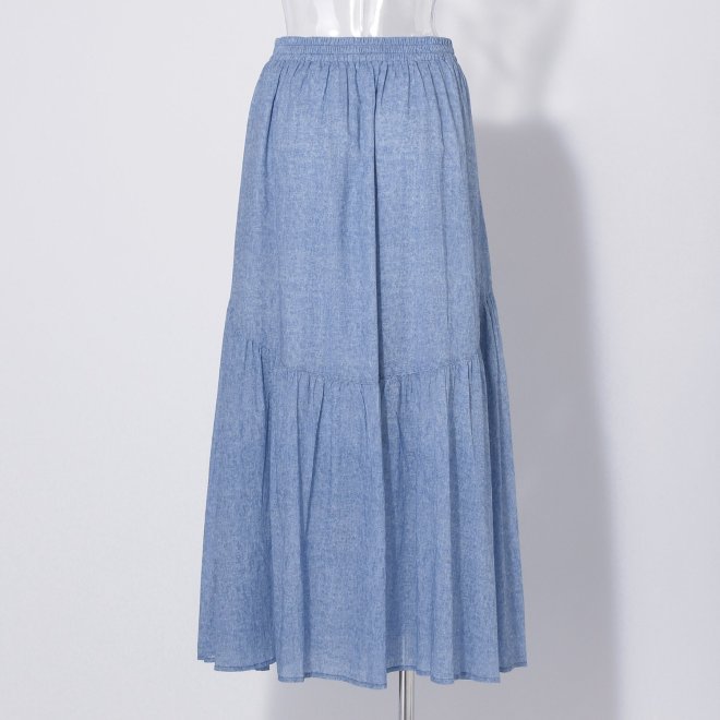 【COMING SOON】WL Vintage denim print ギャザーヨーク スカート 詳細画像 ライトブルー 3