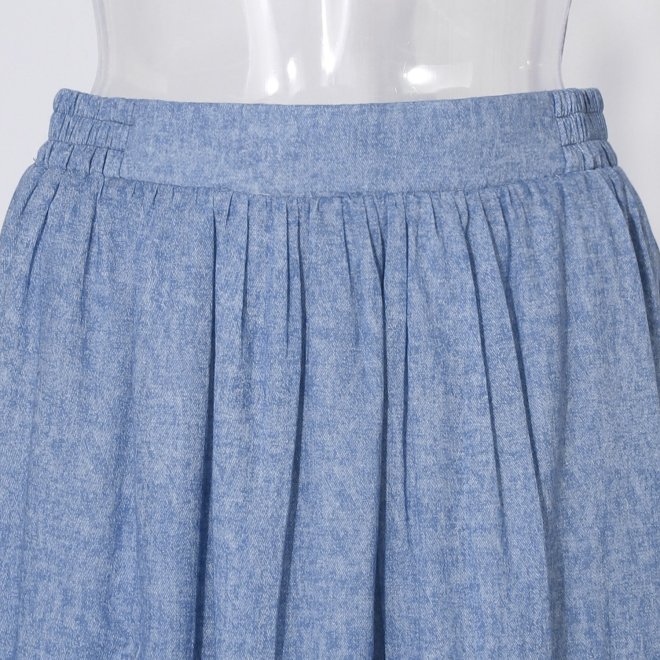 【COMING SOON】WL Vintage denim print ギャザーヨーク スカート 詳細画像 ライトブルー 4