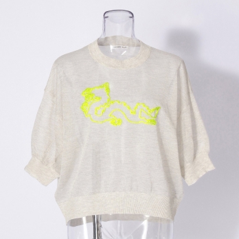 WLC サガラ刺繍強撚ラメニット プルオーバー 詳細画像