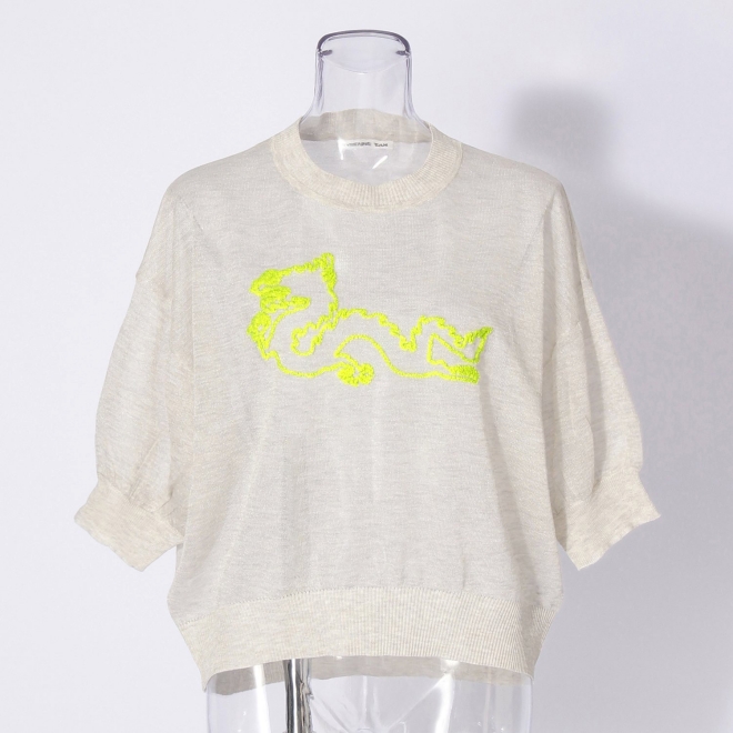 WLC サガラ刺繍強撚ラメニット プルオーバー 詳細画像 ホワイト 1
