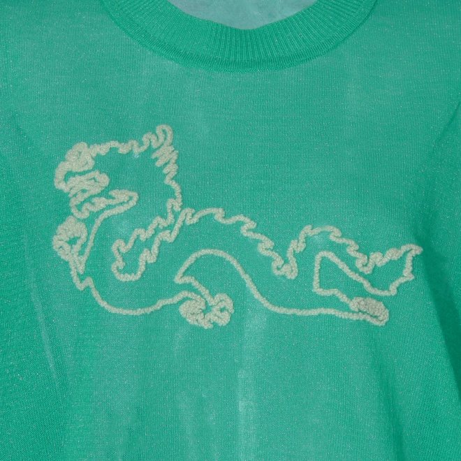 WLC サガラ刺繍強撚ラメニット プルオーバー 詳細画像 グリーン 4