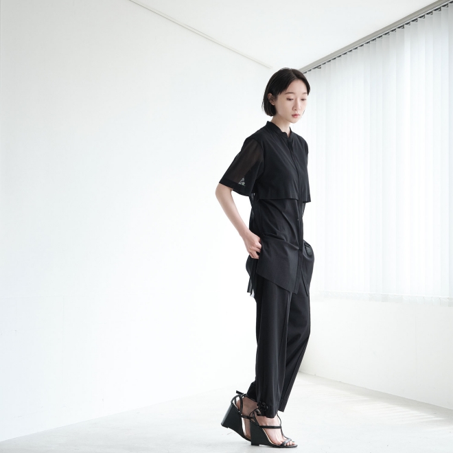 【接触冷感】Solid air net ブラウス 詳細画像 ブラック 4