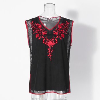 Flower embroidery on jacquard tulle ブラウス 詳細画像