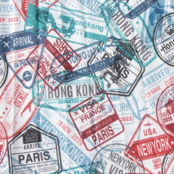 Passport stamp print net スカート 詳細画像