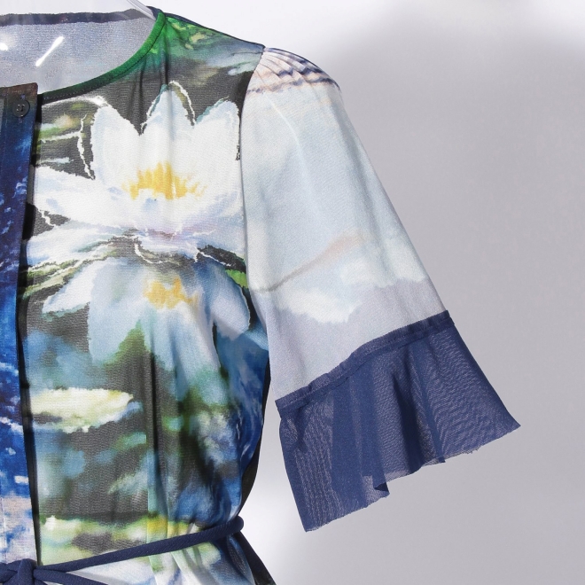 Night blooming waterlily print ブラウス 詳細画像 ブルー系マルチ 6