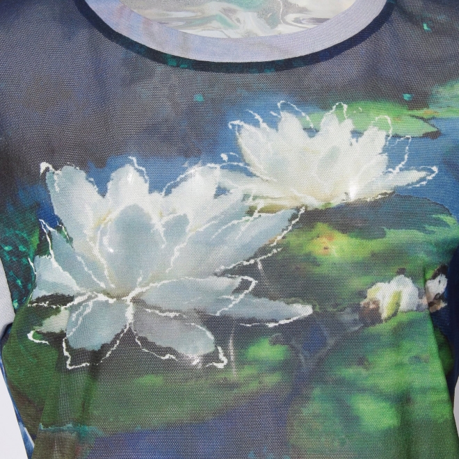 Night blooming waterlily print ブラウス 詳細画像 ブルー系マルチ 4