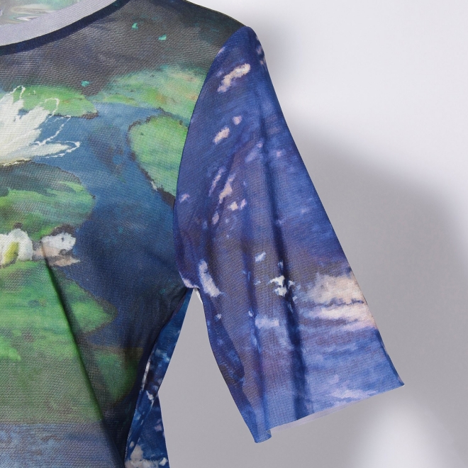 Night blooming waterlily print ブラウス 詳細画像 ブルー系マルチ 5