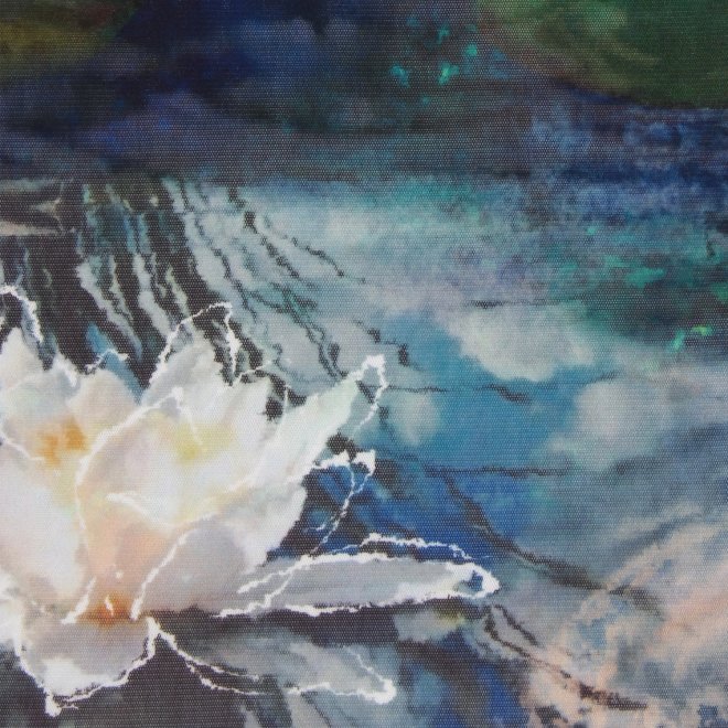 Night blooming waterlily print ブラウス 詳細画像 ブルー系マルチ 6