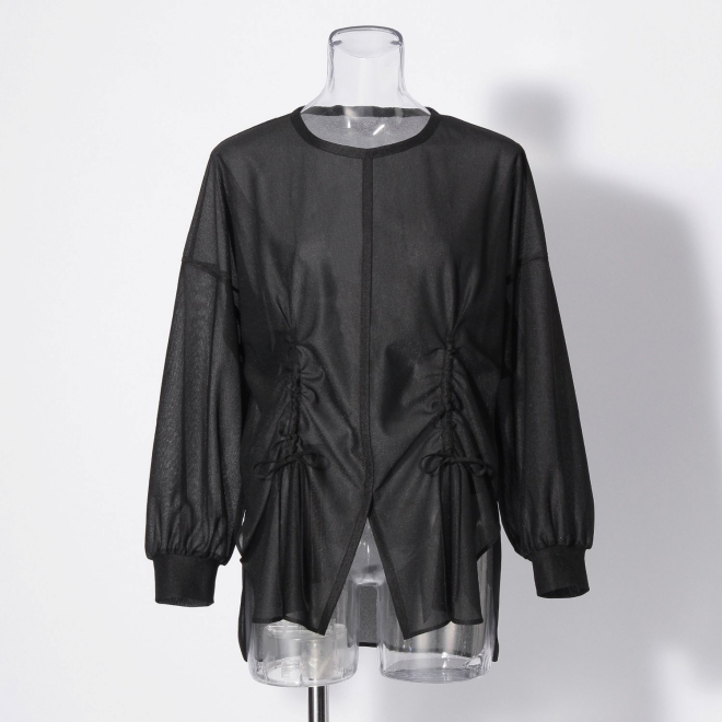 Sheer raschel long sleeve tee ブラウス 詳細画像 ブラック 1