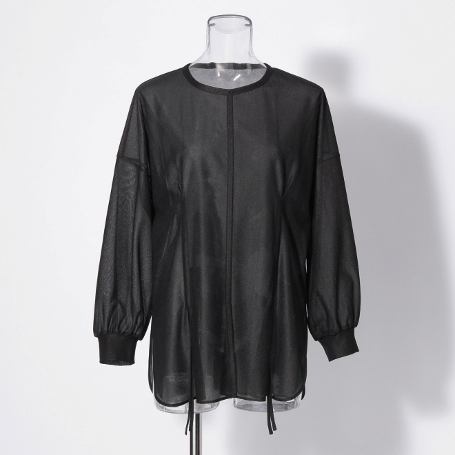 Sheer raschel long sleeve tee ブラウス 詳細画像 ブラック 2
