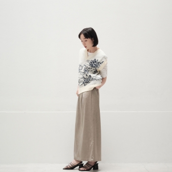 Waterlily jacquard ニットベスト 詳細画像