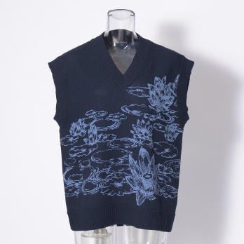 Waterlily jacquard ニットベスト 詳細画像