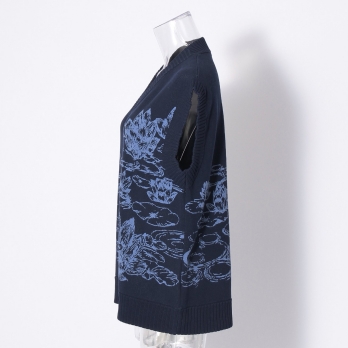 Waterlily jacquard ニットベスト 詳細画像