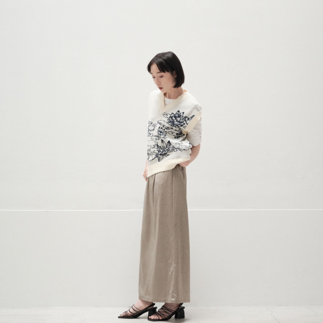 Waterlily jacquard ニットベスト 詳細画像 ホワイト 2