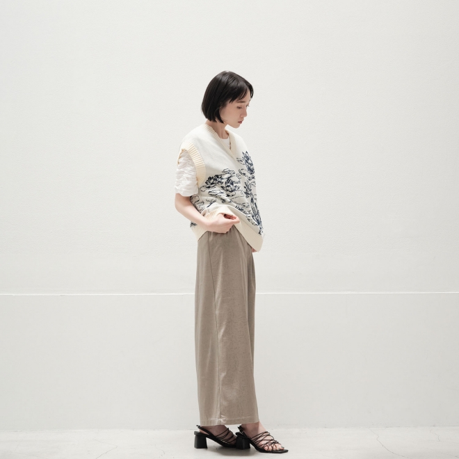 Waterlily jacquard ニットベスト 詳細画像 ホワイト 4