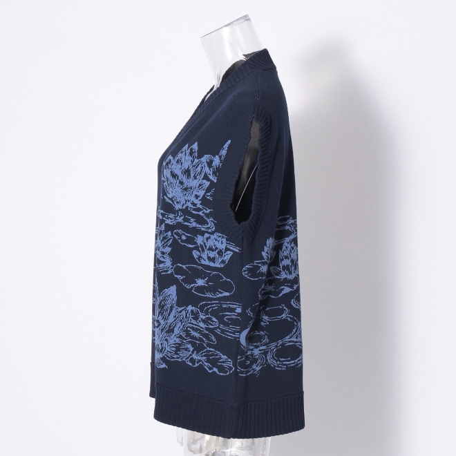 Waterlily jacquard ニットベスト 詳細画像 ネイビー 3