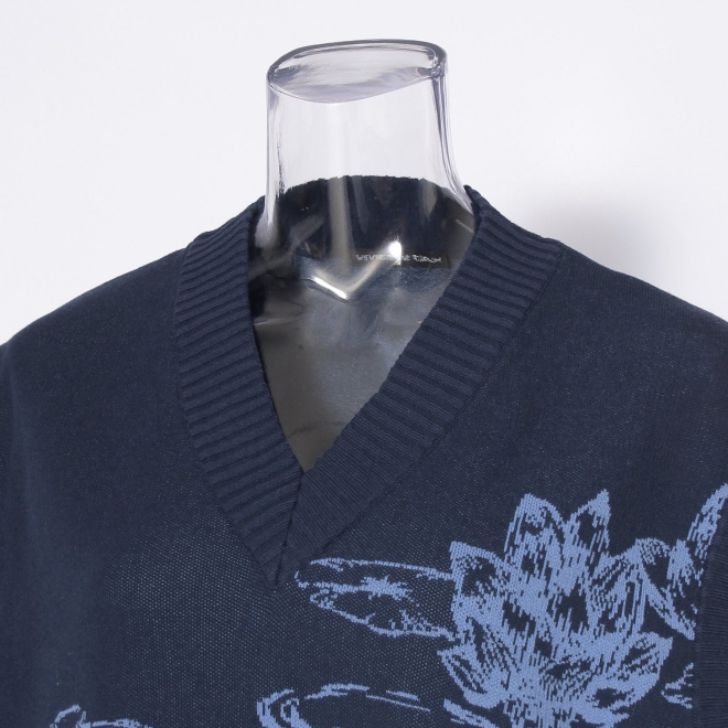 Waterlily jacquard ニットベスト 詳細画像 ネイビー 5