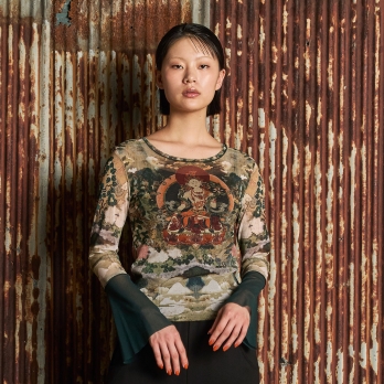 【COMING SOON】Buddha print net ブラウス
