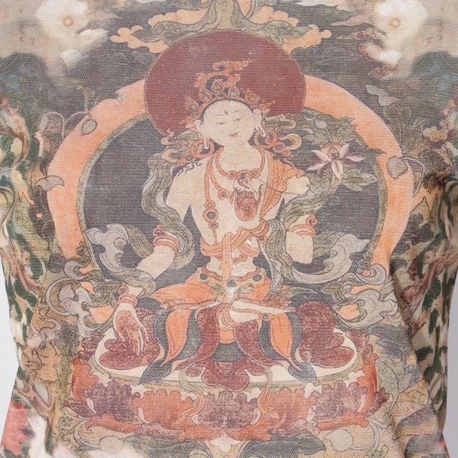 【COMING SOON】Buddha print net ブラウス 詳細画像 グリーン系マルチ 8
