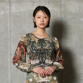 【COMING SOON】Buddha print net ブラウス